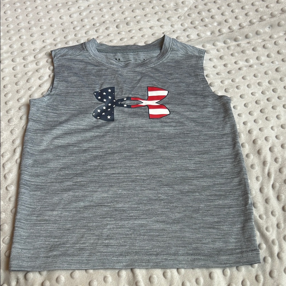 Under Armour Kids Gray Tank Top with Flag Logo